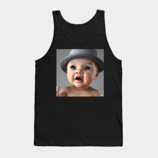 Baby Blue Eyes - Cute Baby in Top Hat - 3D Animation Style Tank Top